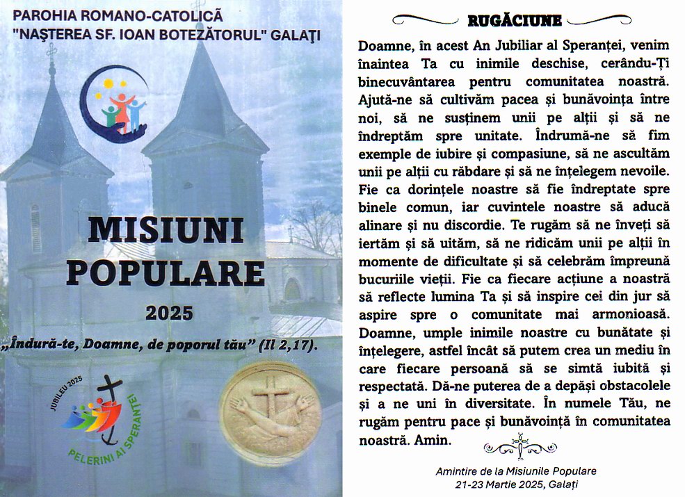 rugăciunea specială a Misiunilor Populare de la Galați (2025)
