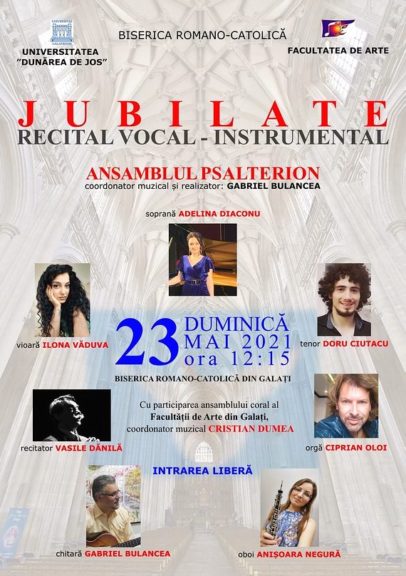 afiș recital „Jubilate” - Psalterion (biserica romano-catolică din Galați, 2021)
