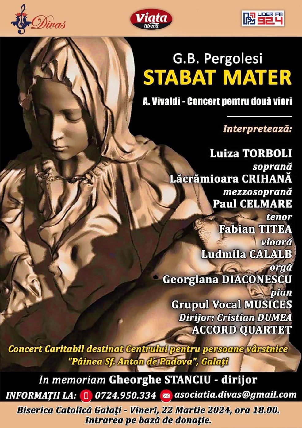 concertul caritabil „Stabat Mater” - biserica romano-catolică din Galați (2024)