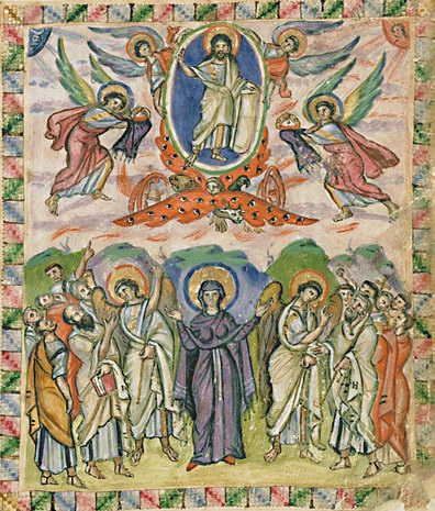 Înălțarea lui Isus (miniatură, Rabbula Gospels, sec. VI)